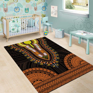 African Dashiki and Polynesian Pattern Area Rug Gold