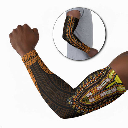 African Dashiki and Polynesian Pattern Arm Sleeves Gold