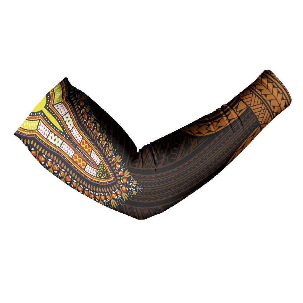 African Dashiki and Polynesian Pattern Arm Sleeves Gold