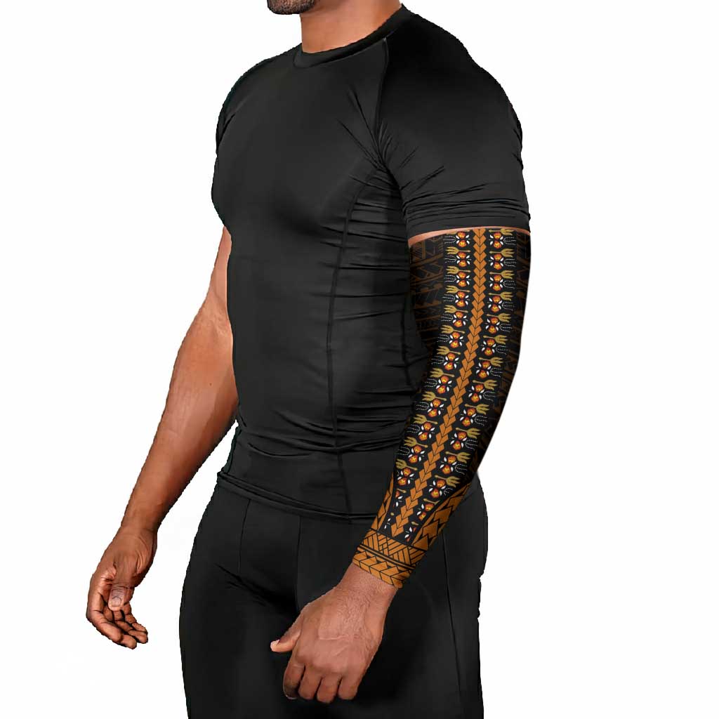 African Dashiki and Polynesian Pattern Arm Sleeves Gold