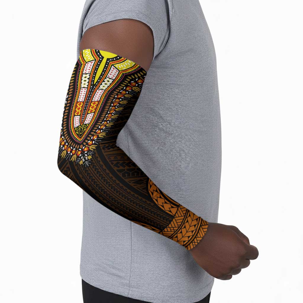 African Dashiki and Polynesian Pattern Arm Sleeves Gold