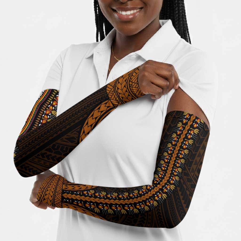 African Dashiki and Polynesian Pattern Arm Sleeves Gold