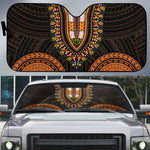 African Dashiki and Polynesian Pattern Auto Sun Shade Gold
