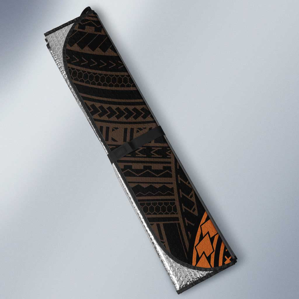 African Dashiki and Polynesian Pattern Auto Sun Shade Gold