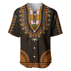 African Dashiki and Polynesian Pattern Baseball Jersey Gold