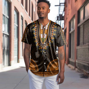 African Dashiki and Polynesian Pattern Baseball Jersey Gold