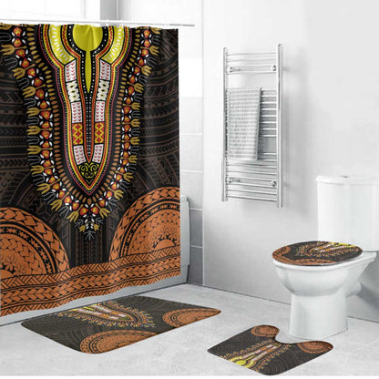 African Dashiki and Polynesian Pattern Bathroom Set Gold