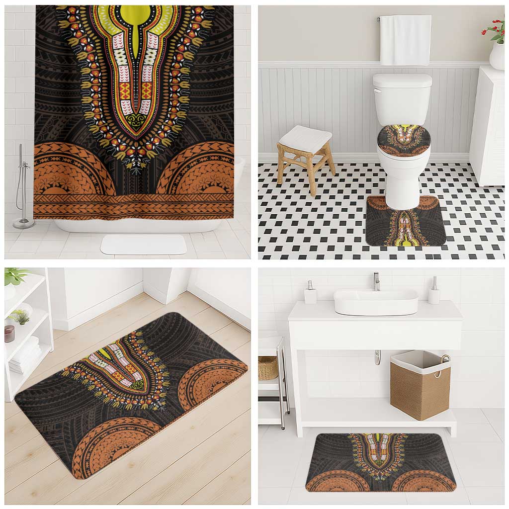 African Dashiki and Polynesian Pattern Bathroom Set Gold