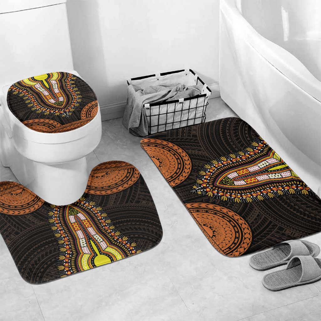 African Dashiki and Polynesian Pattern Bathroom Set Gold