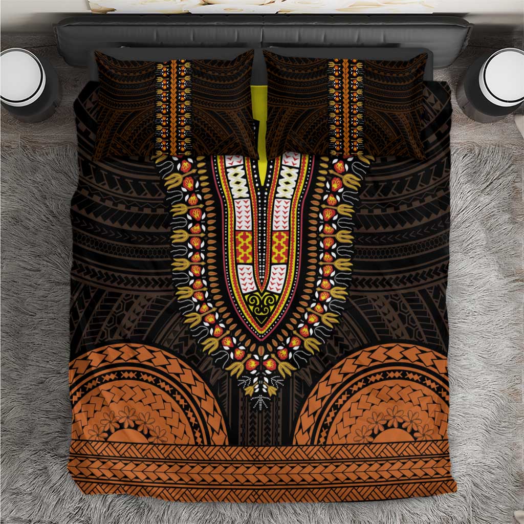 African Dashiki and Polynesian Pattern Bedding Set Gold