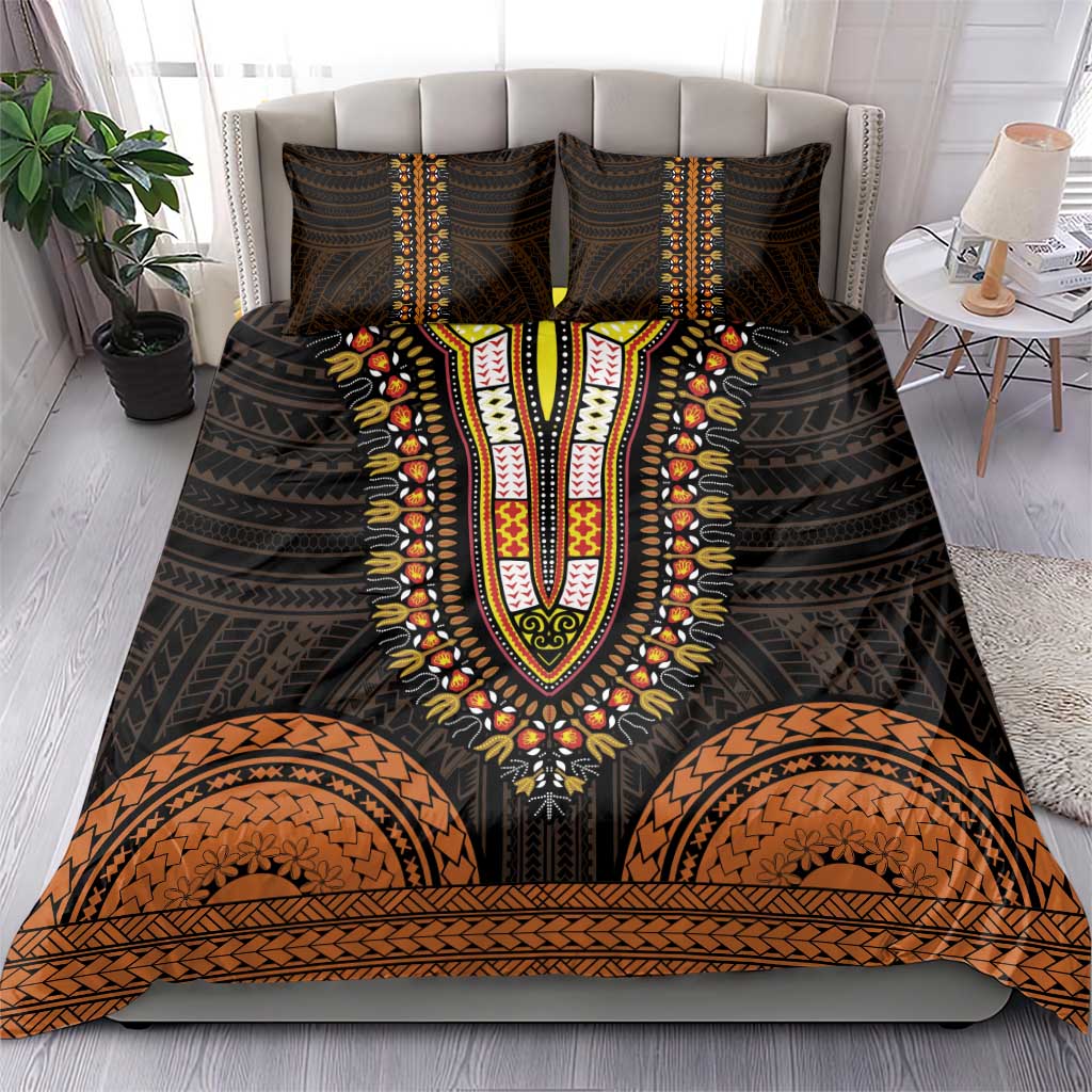 African Dashiki and Polynesian Pattern Bedding Set Gold