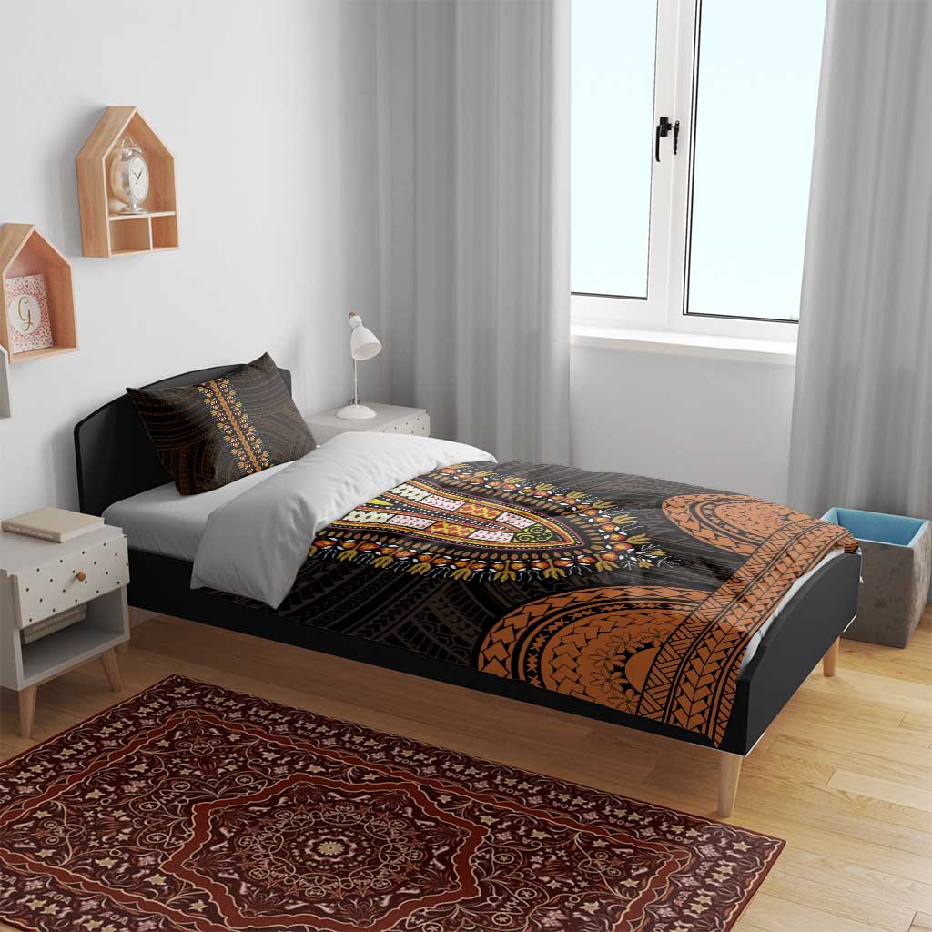 African Dashiki and Polynesian Pattern Bedding Set Gold