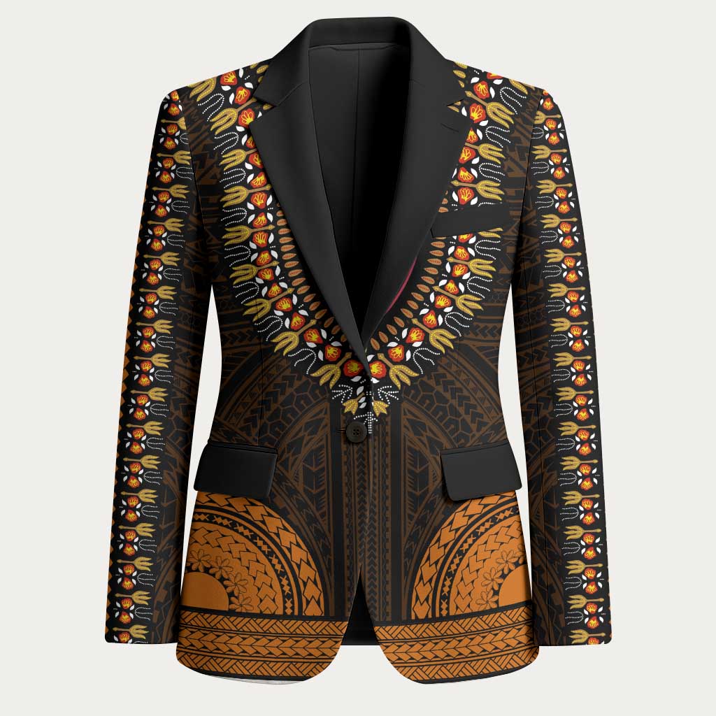 African Dashiki and Polynesian Pattern Blazer Gold