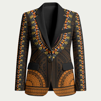 African Dashiki and Polynesian Pattern Blazer Gold