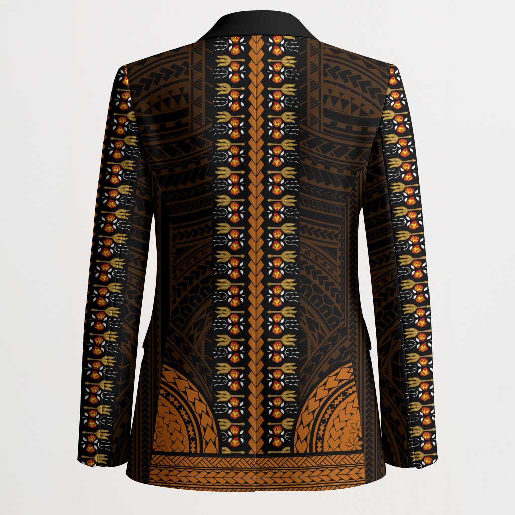 African Dashiki and Polynesian Pattern Blazer Gold