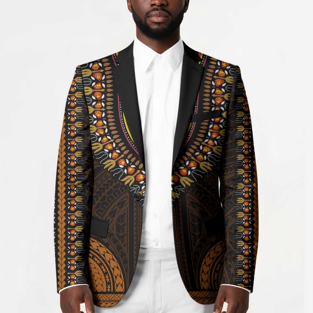 African Dashiki and Polynesian Pattern Blazer Gold