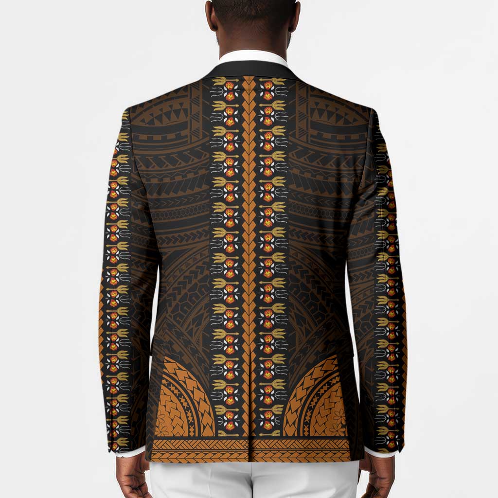 African Dashiki and Polynesian Pattern Blazer Gold
