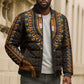 African Dashiki and Polynesian Pattern Bomber Puffer Jacket Gold
