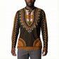 African Dashiki and Polynesian Pattern Button Sweatshirt Gold