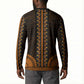 African Dashiki and Polynesian Pattern Button Sweatshirt Gold