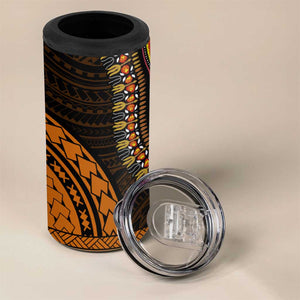 African Dashiki and Polynesian Pattern 4 in 1 Can Cooler Tumbler Gold