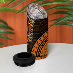 African Dashiki and Polynesian Pattern 4 in 1 Can Cooler Tumbler Gold