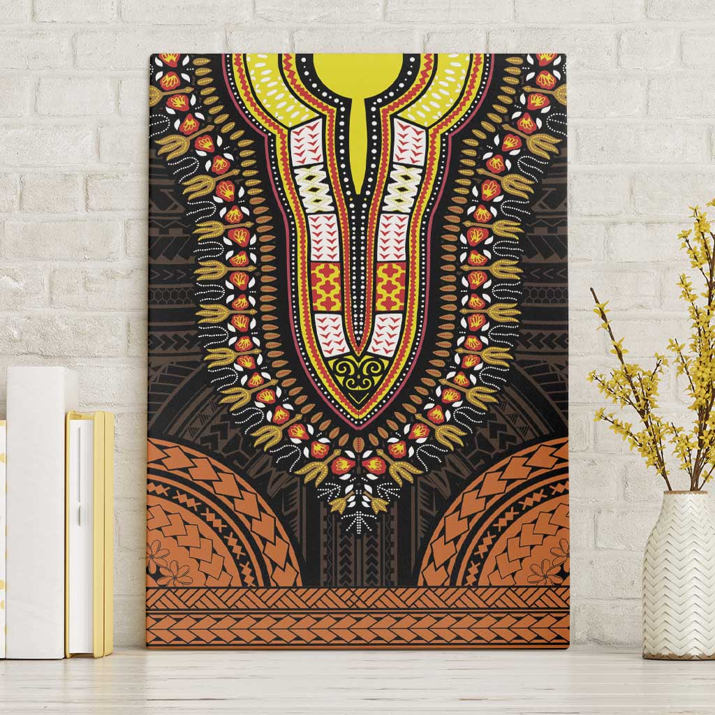 African Dashiki and Polynesian Pattern Canvas Wall Art Gold