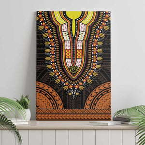 African Dashiki and Polynesian Pattern Canvas Wall Art Gold