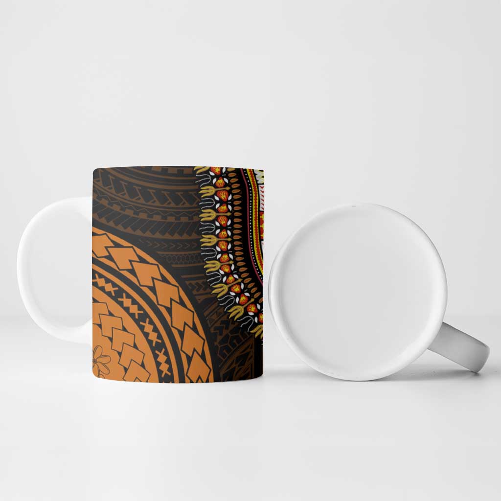 African Dashiki and Polynesian Pattern Ceramic Mug Gold