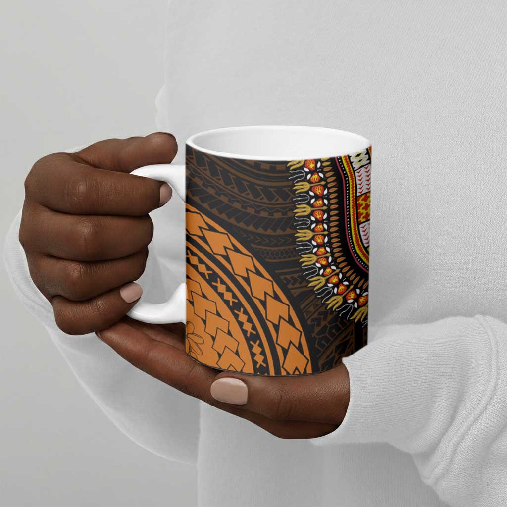 African Dashiki and Polynesian Pattern Ceramic Mug Gold