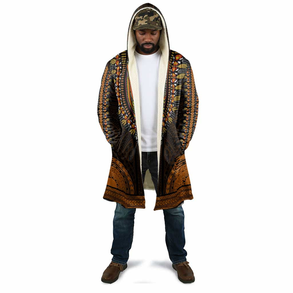 African Dashiki and Polynesian Pattern Cloak Gold