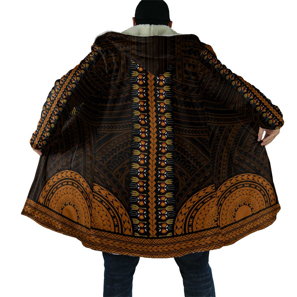African Dashiki and Polynesian Pattern Cloak Gold