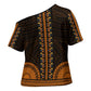 African Dashiki and Polynesian Pattern Cross Shoulder Shirt Gold