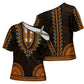 African Dashiki and Polynesian Pattern Cross Shoulder Shirt Gold