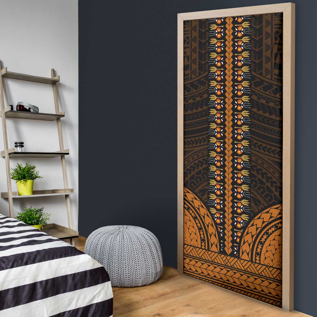 African Dashiki and Polynesian Pattern Door Cover Gold
