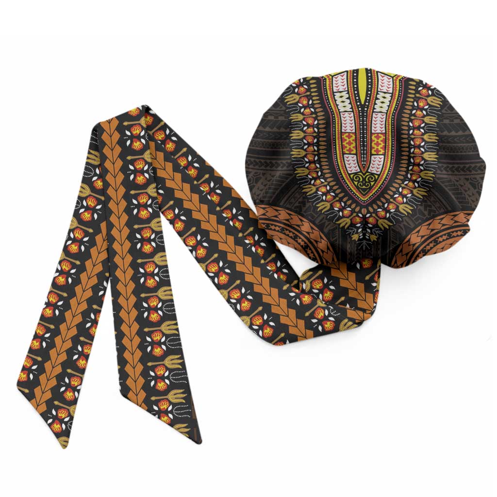 African Dashiki and Polynesian Pattern Easy Headwrap Gold