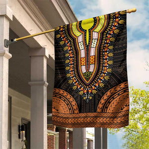 African Dashiki and Polynesian Pattern Garden Flag Gold