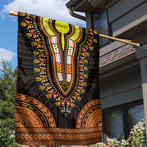 African Dashiki and Polynesian Pattern Garden Flag Gold