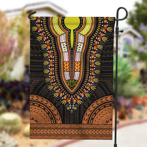 African Dashiki and Polynesian Pattern Garden Flag Gold