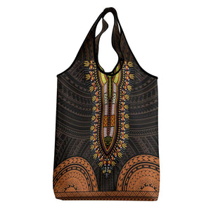 African Dashiki and Polynesian Pattern Grocery Bag Gold