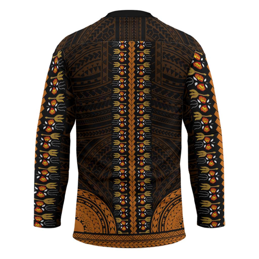 African Dashiki and Polynesian Pattern Hockey Jersey Gold