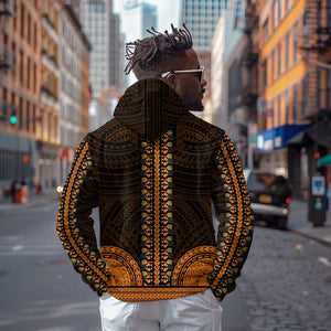 African Dashiki and Polynesian Pattern Hoodie Gold