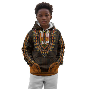 African Dashiki and Polynesian Pattern Kid Hoodie Gold