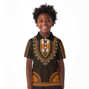 African Dashiki and Polynesian Pattern Kid Polo Shirt Gold