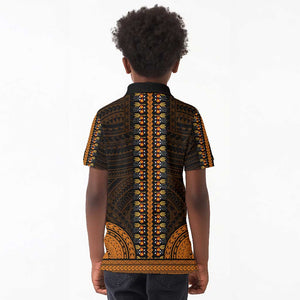 African Dashiki and Polynesian Pattern Kid Polo Shirt Gold