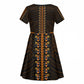 African Dashiki and Polynesian Pattern Kid Short Sleeve Dress Gold