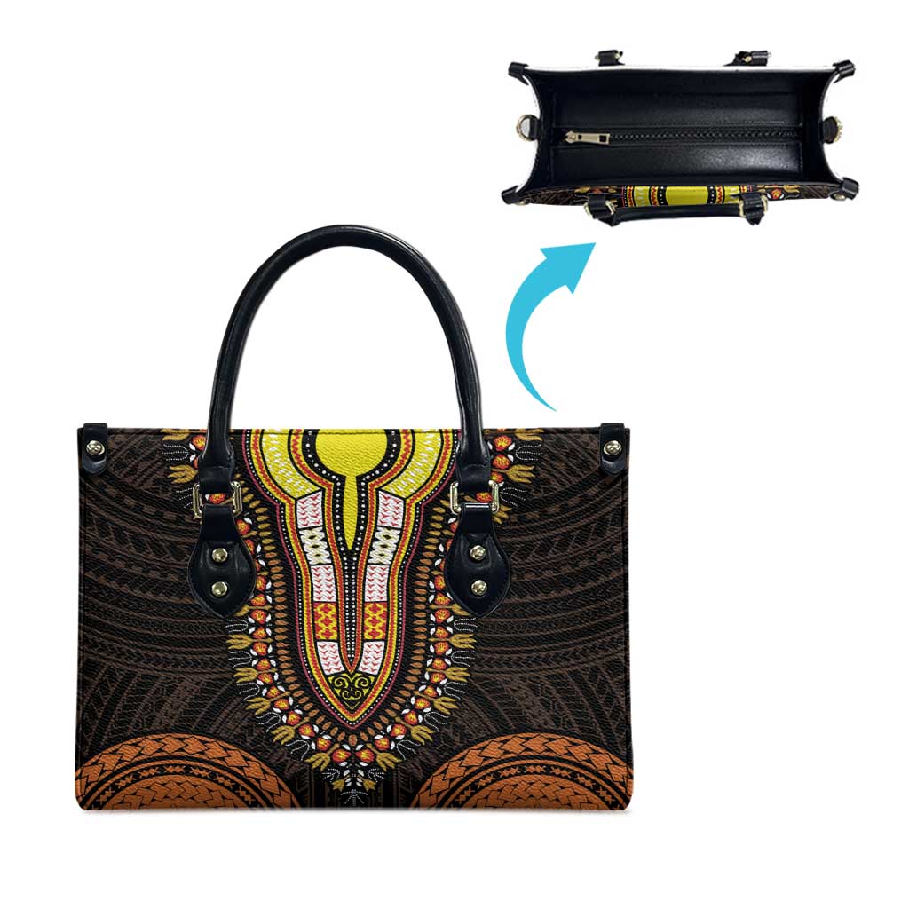 African Dashiki and Polynesian Pattern Leather Bag Gold