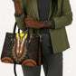 African Dashiki and Polynesian Pattern Leather Bag Gold