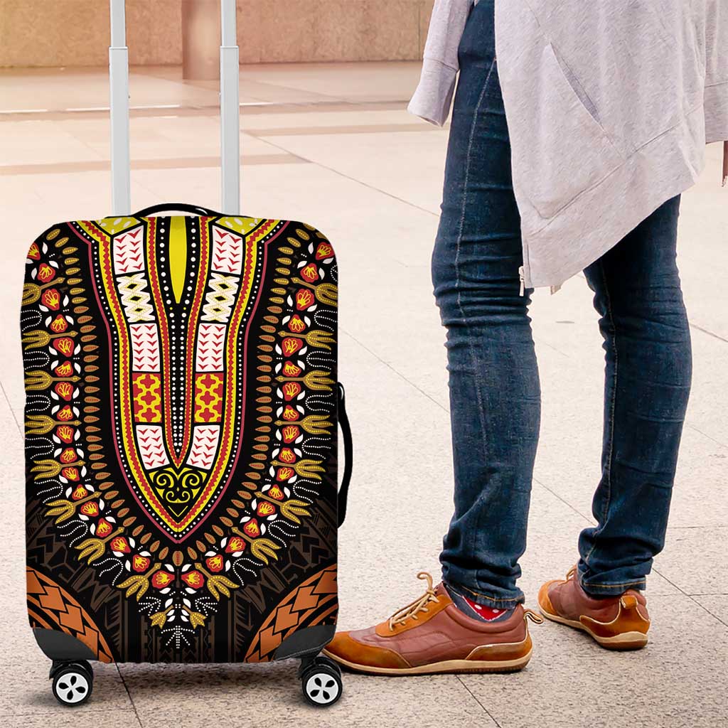 African Dashiki and Polynesian Pattern Luggage Cover Gold