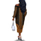 African Dashiki and Polynesian Pattern Off The Shoulder Long Sleeve Dress Gold